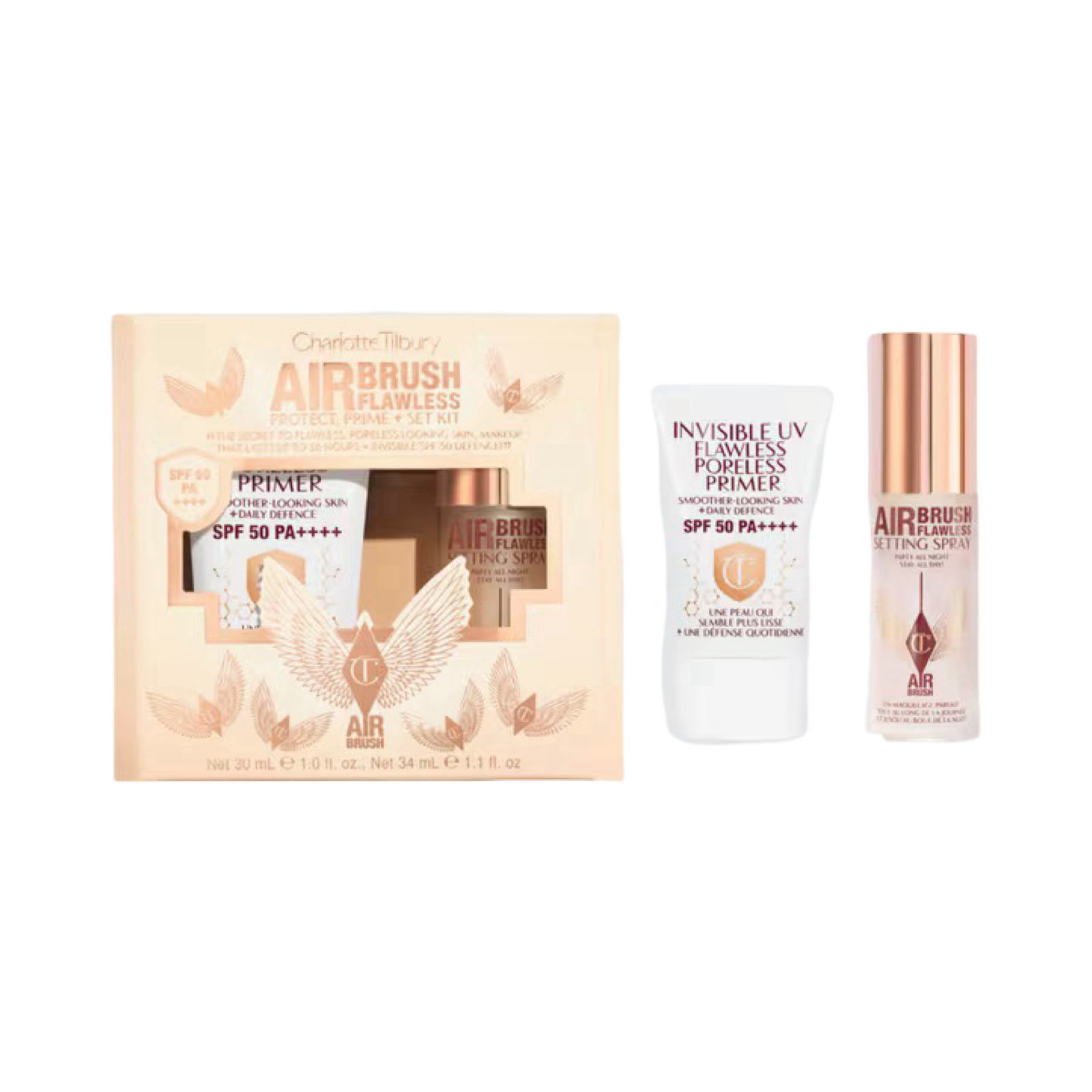 CHARLOTTE TILBURY AIRBRUSH FLAWLESS PROTECT, PRIME & SET CHRISTMAS MAKEUP GIFT SET