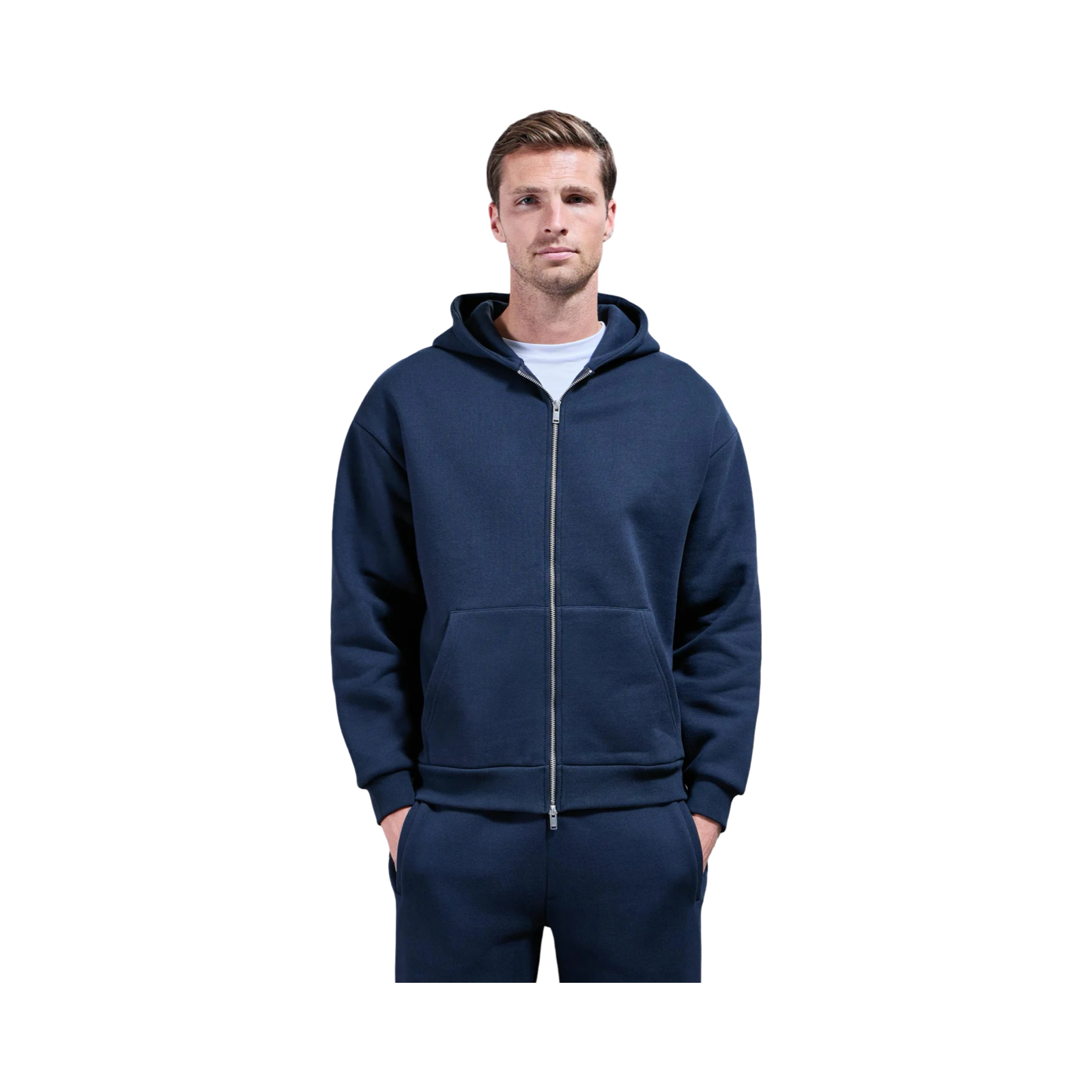 ARNE RELAXED ZIP THROUGH HOODIE NAVY