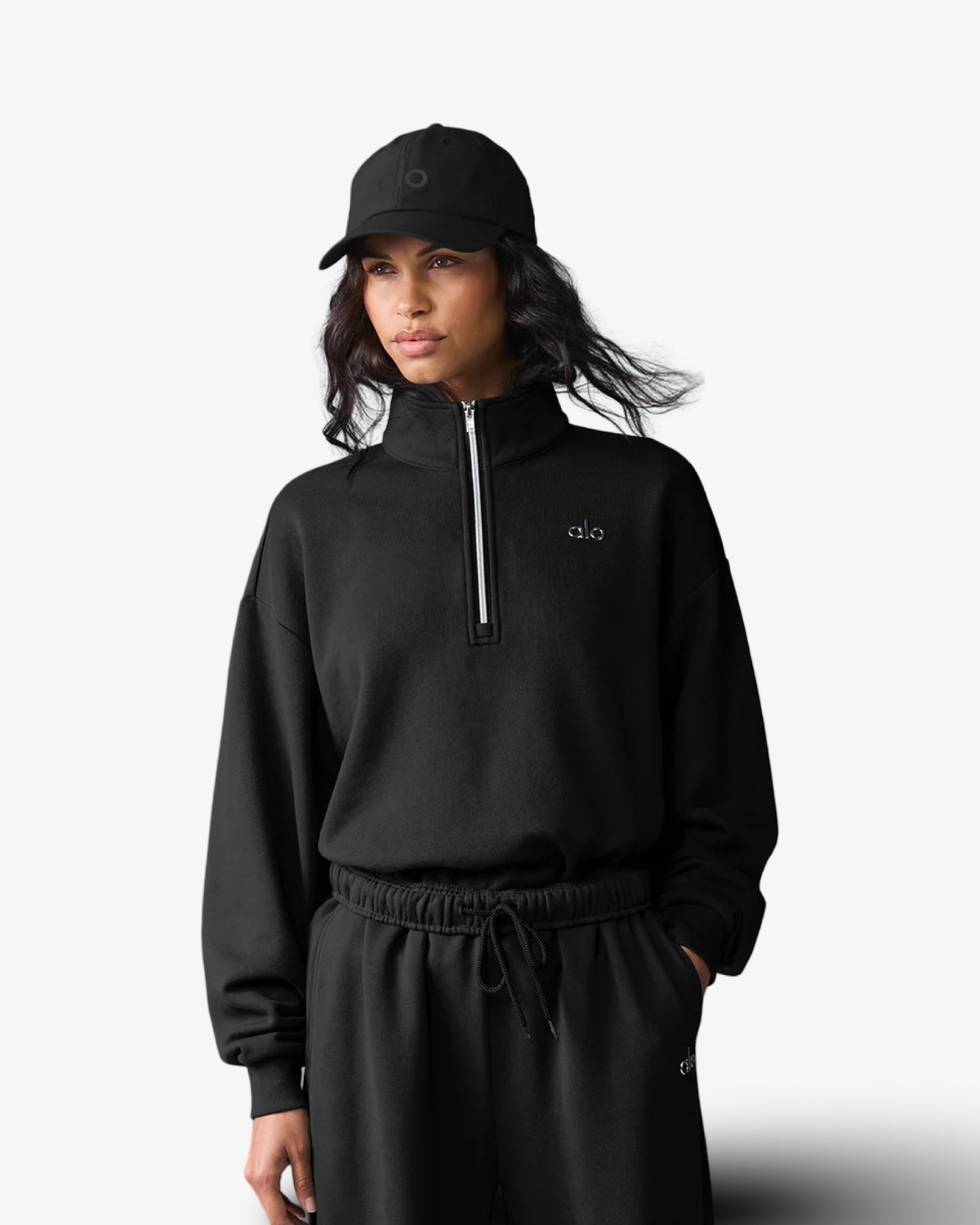Alo Accolade 1/4 zip pullover & joggers black