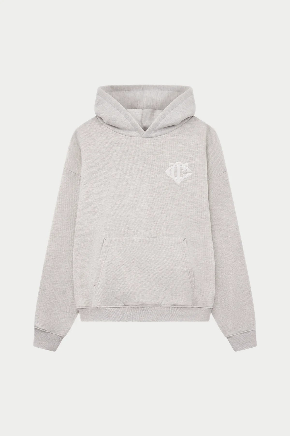 THE COUTURE CLUB HEAVYWEIGHT MONOGRAM APPLIQUE EMBLEM HOODIE - GREY MARL