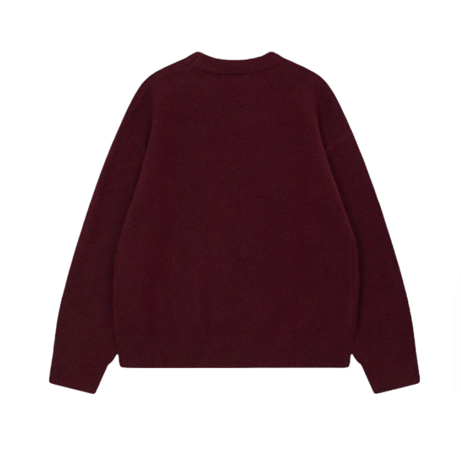 THE COUTURE CLUB MONOGRAM FLUFFY KNIT CREW BURGANDY