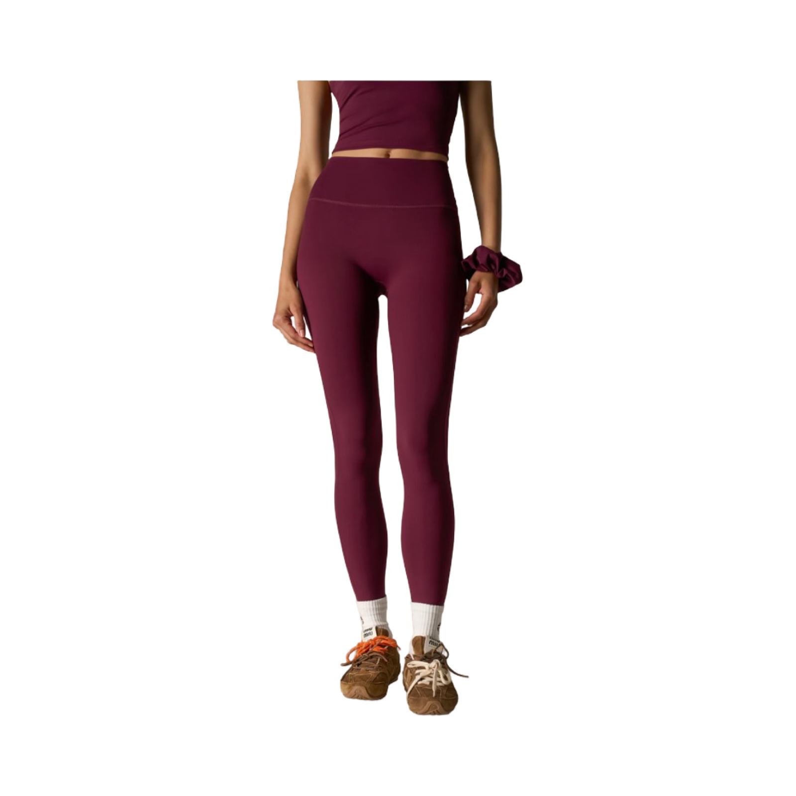 THE COUTURE CLUB SCULPTING STRETCH EMBLEM LEGGINGS PLUM