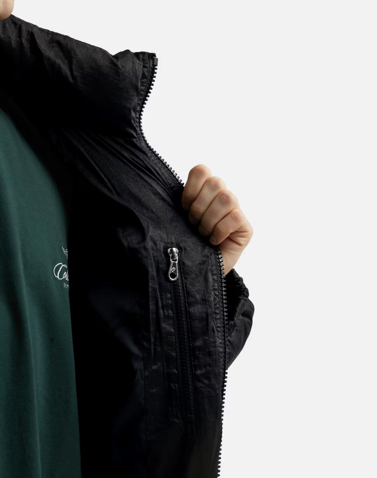 COLE BUXTON CROPPED NYLON PUFFER COAT - BLACK