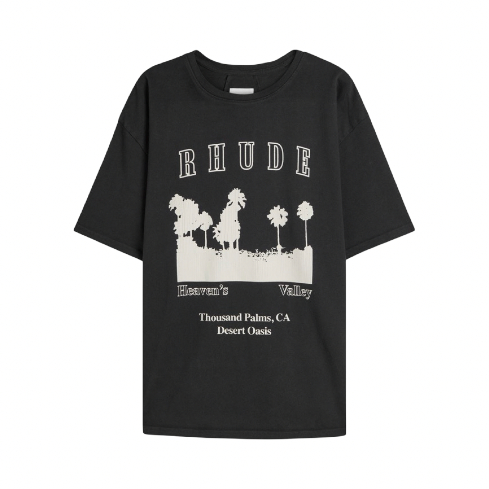 RHUDE THOUSAND PALMS PRINTED COTTON T-SHIRT