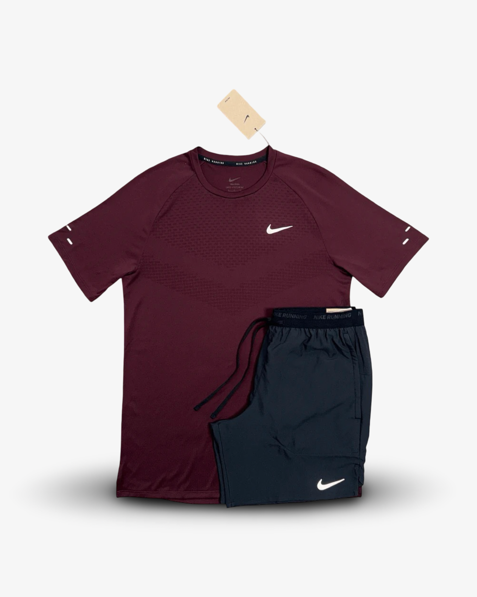 NIKE STRIDE SHORTS SET 'MAROON/BLACK'