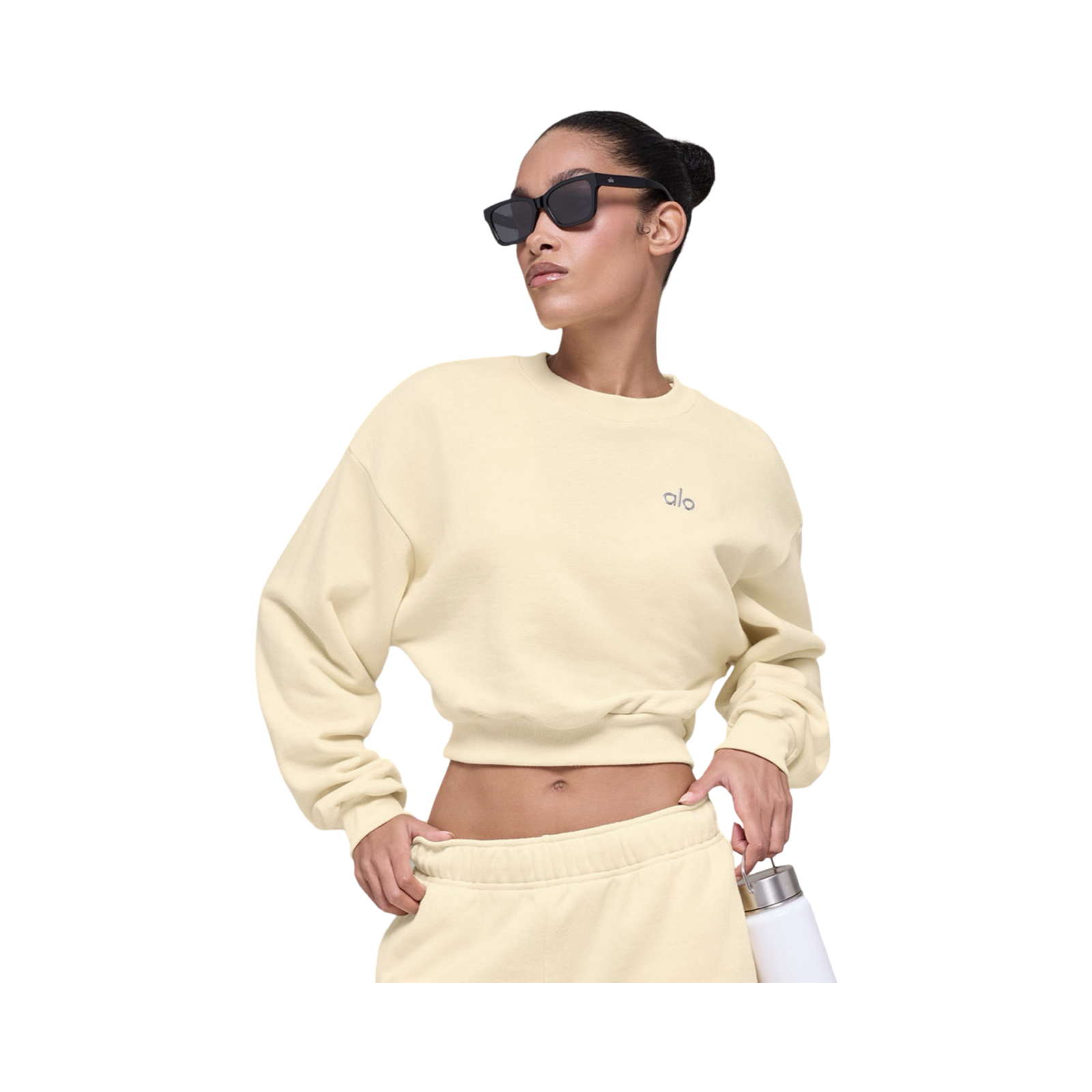 ALO CROPPED ACCOLADE CREWNECK - CANDLELIGHT YELLOW