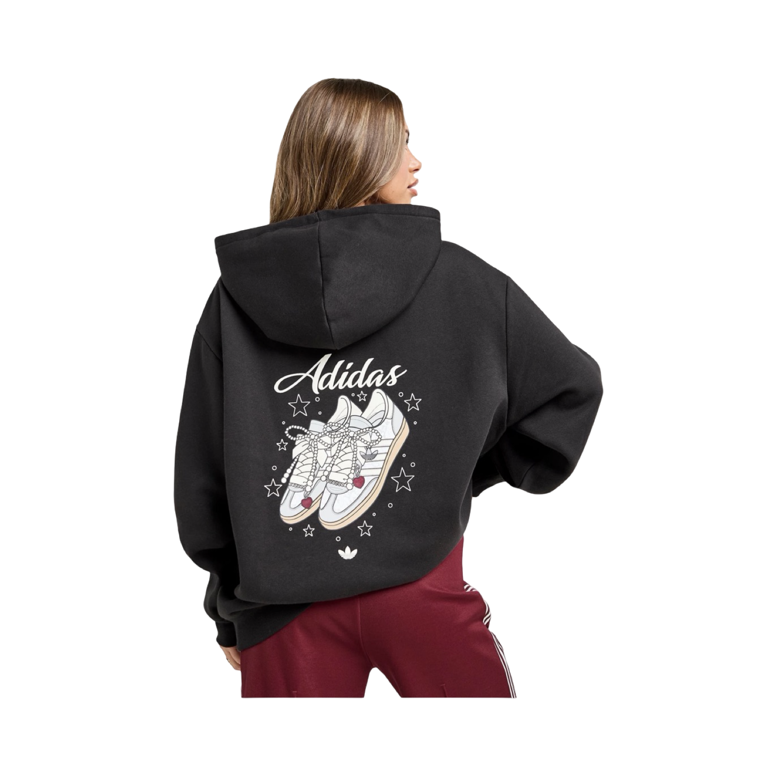 ADIDAS ORIGINALS CHARM FOOTWEAR OVERHEAD HOODIE - BLACK