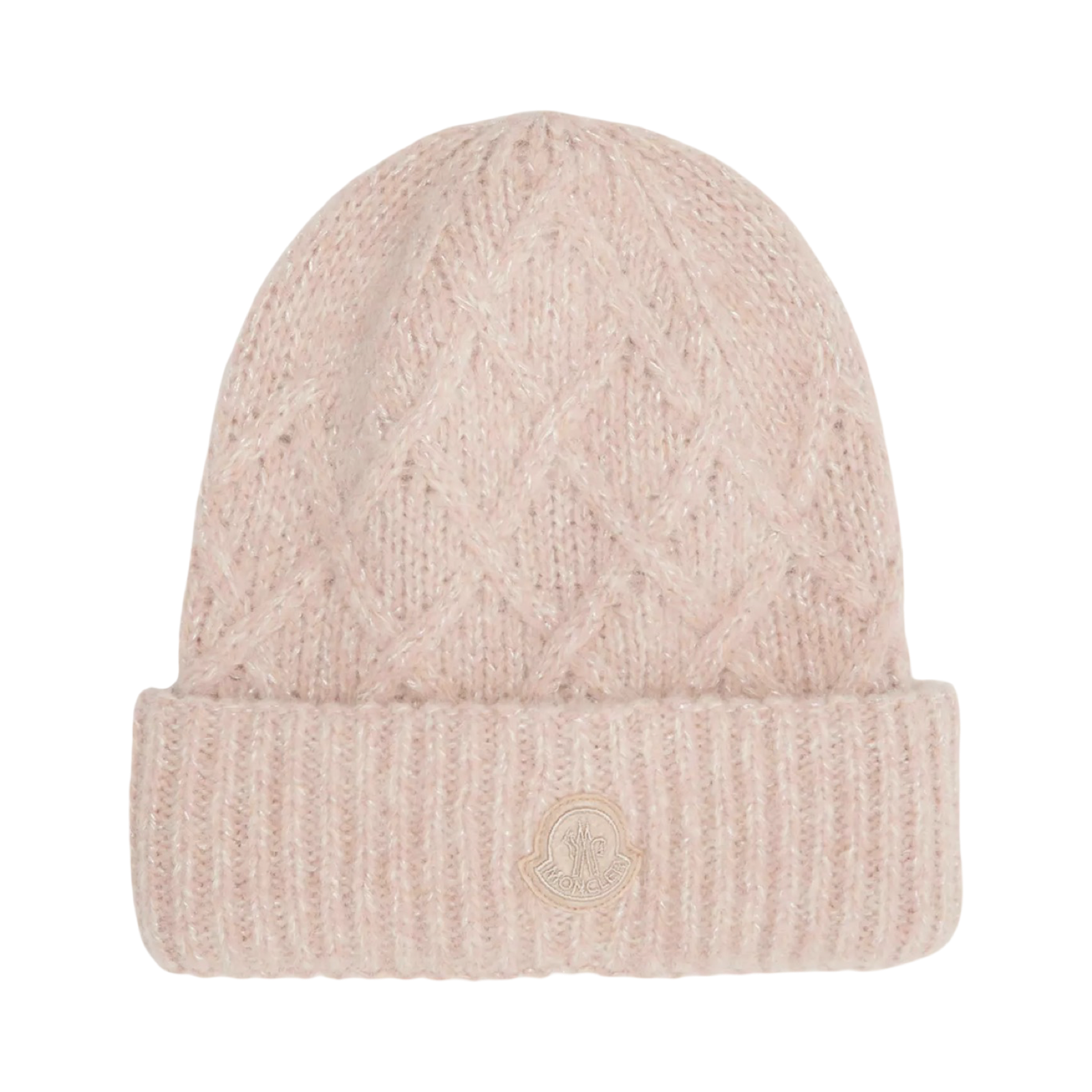 MONCLER LOGO-BADGE RIBBED ALPACA-KNIT HAT PINK