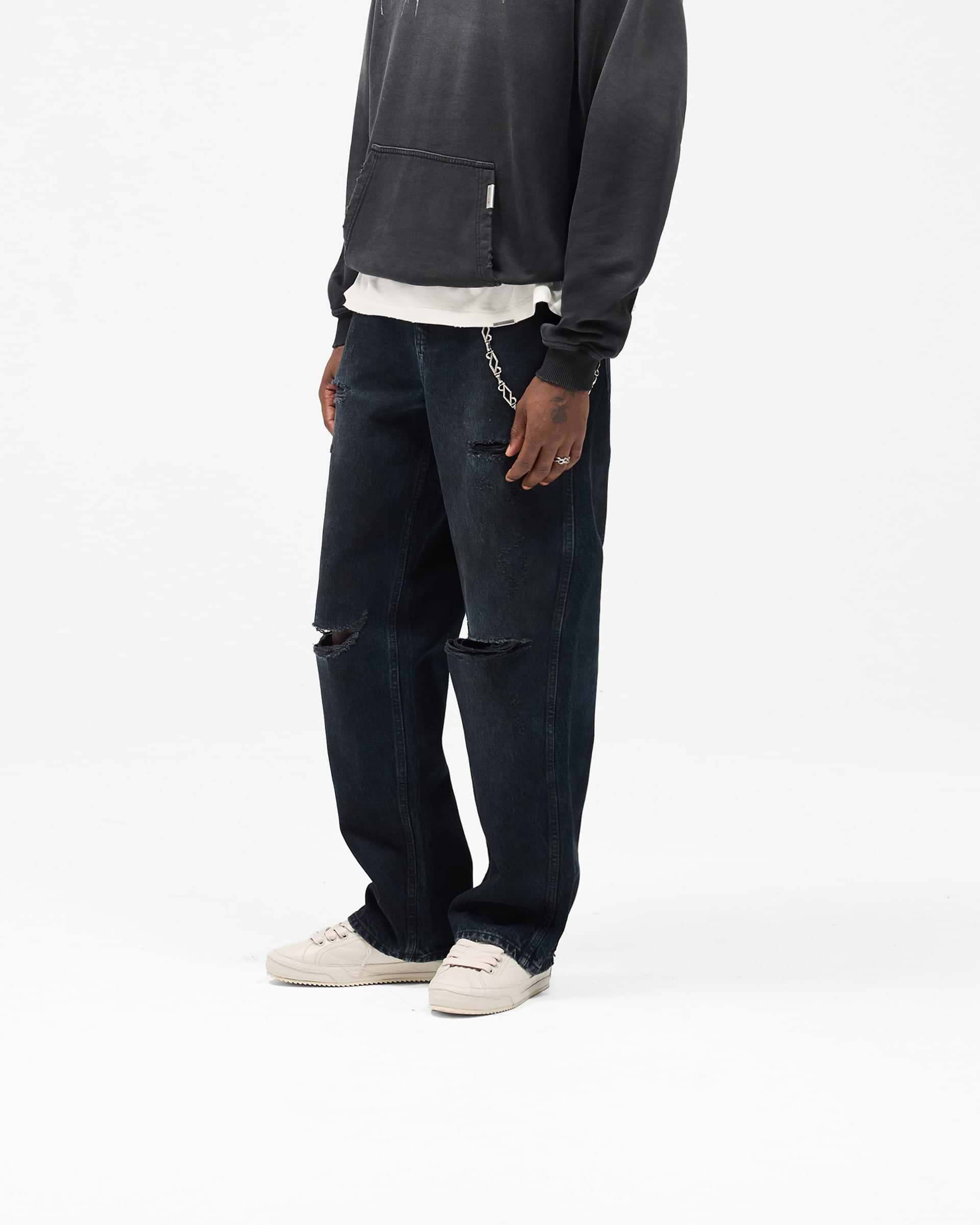 REPRESENT R3 DISTRESSED BAGGY DENIM - PETROL