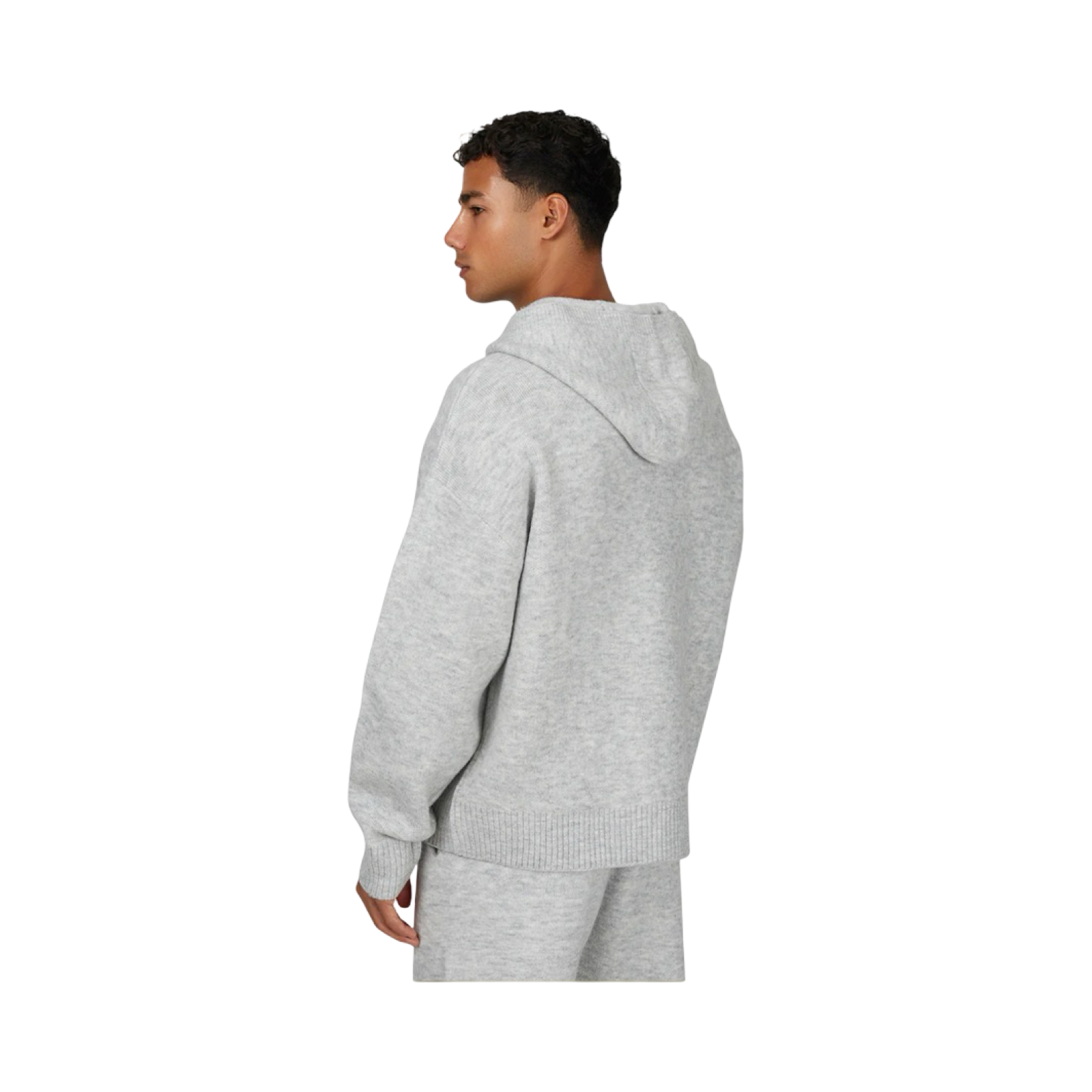 GFN MONOGRAM FLUFFY GREY MARL ZIP HOODIE
