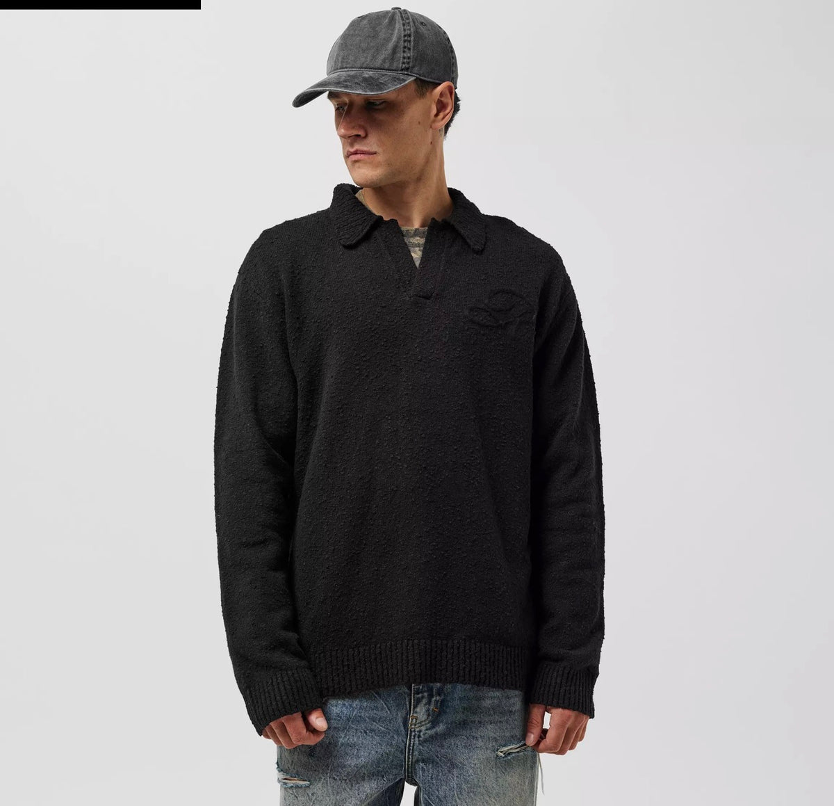 REPRESENT KNITTED POLO AGED BLACK