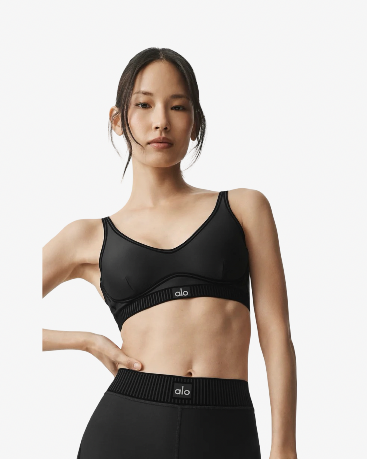 ALO AIRLIFT HIGH WAIST LEGGINGS & BRA SET IN BLACK