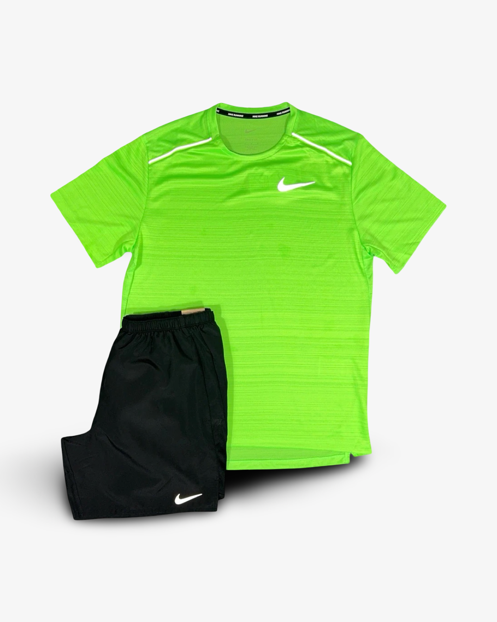 NIKE MILER T-SHIRT/SHORT SET - LIME GREEN
