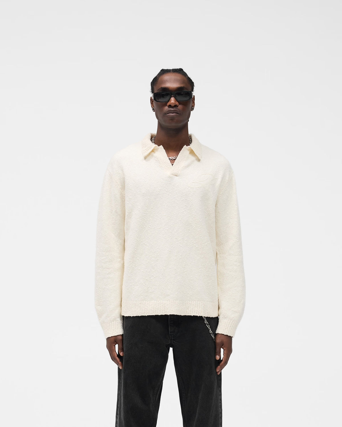 REPRESENT KNITTED POLO AGED WHITE