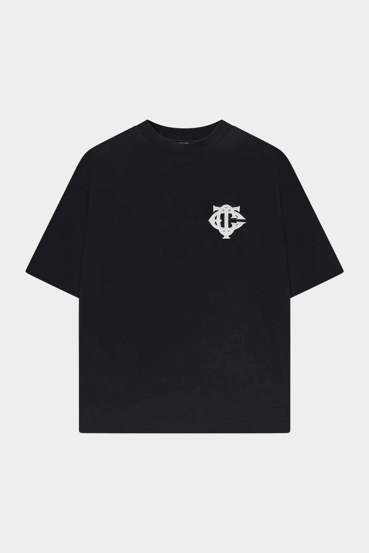 THE COUTURE CLUB APPLIQUE MONOGRAM EMBLEM T-SHIRT - BLACK