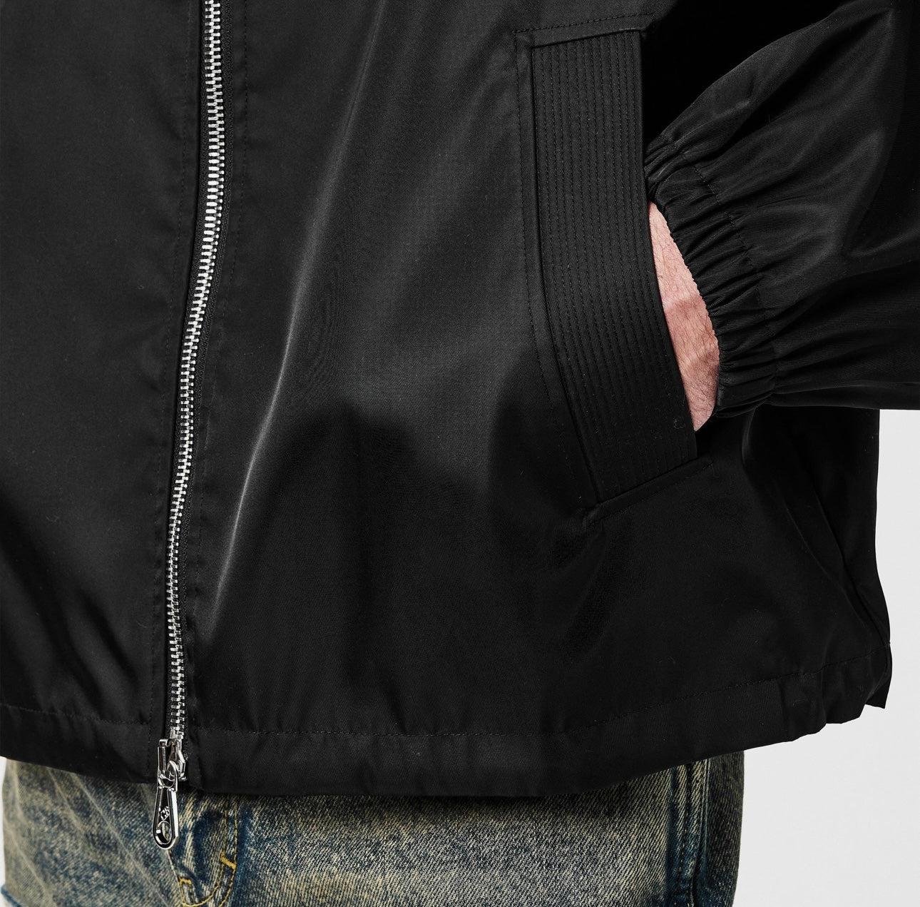 COLE BUXTON HOODED NYLON WINDBREAKER - BLACK