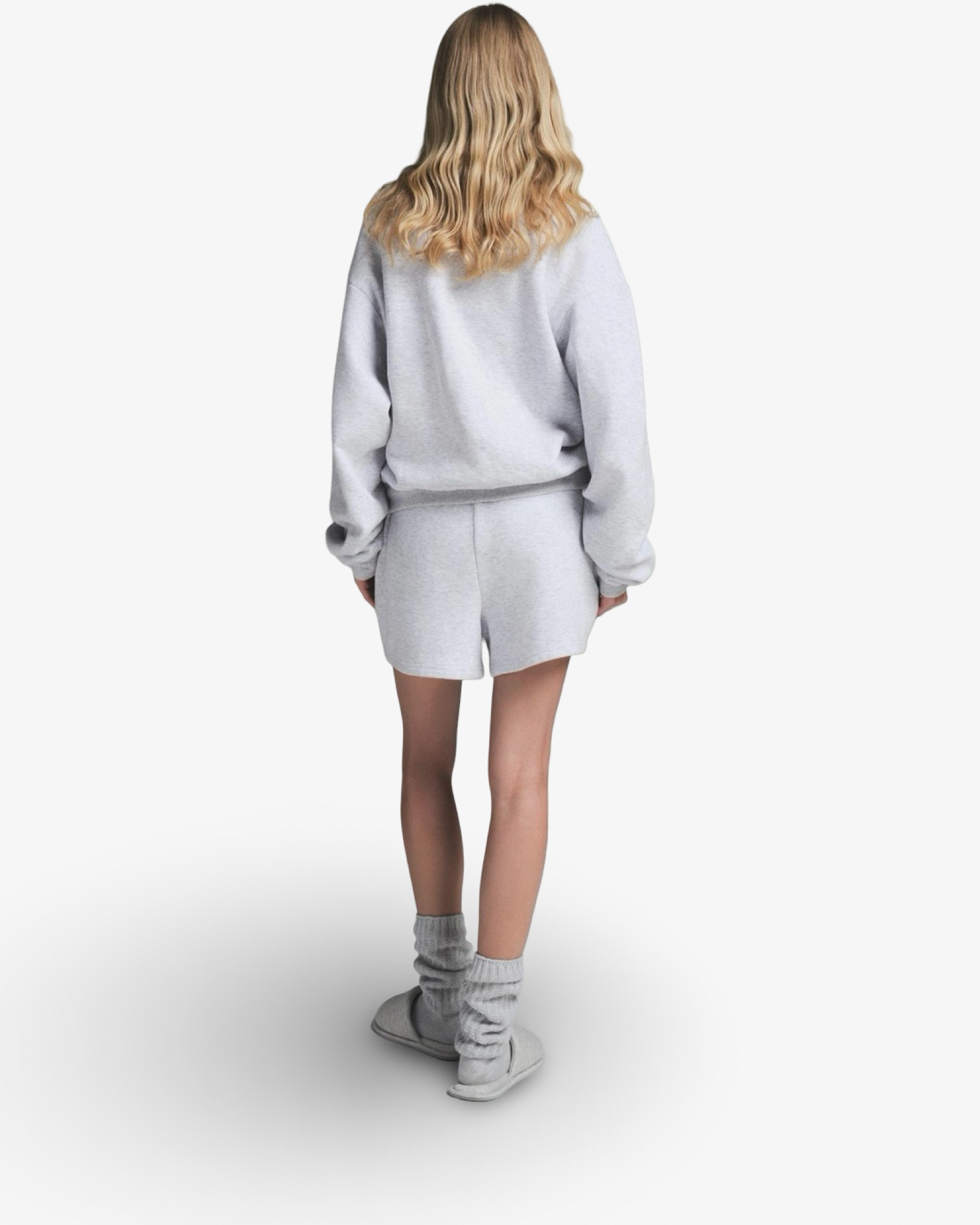 SKIMS COTTON FLEECE CREWNECK - LOGHT HEATHER GREY