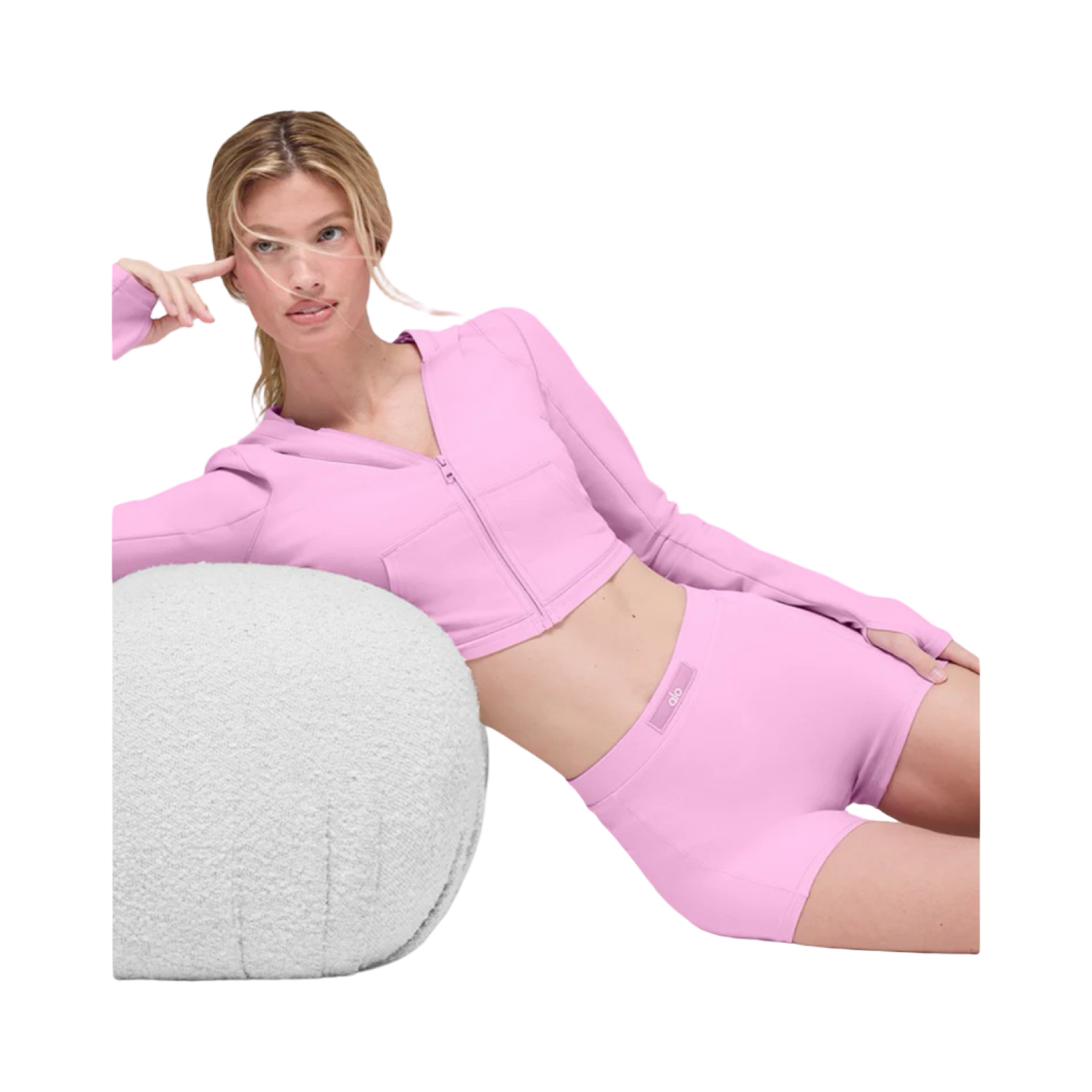 ALO SINCERE MICRO SHORT IN CANDY HEART PINK