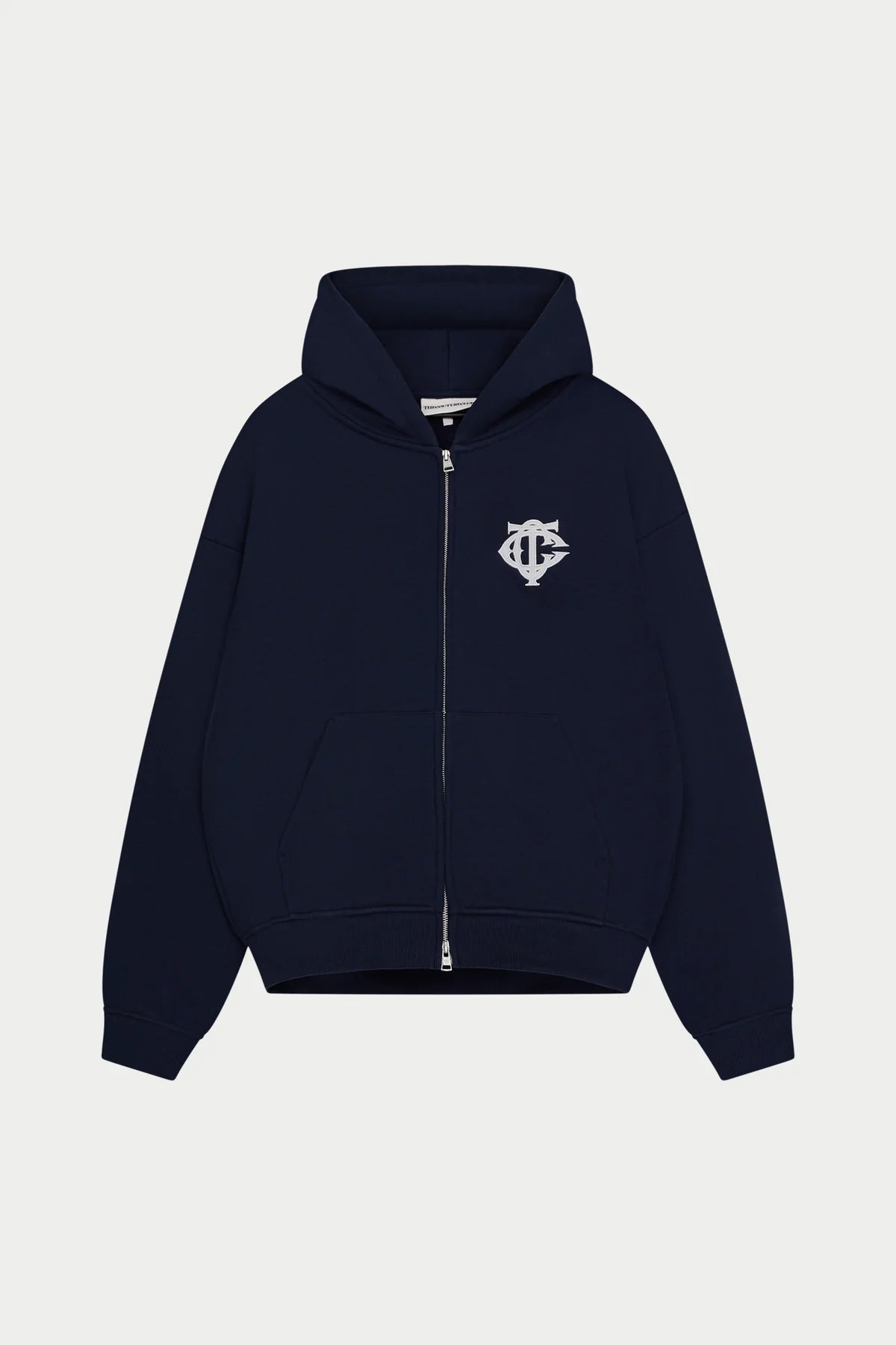 THE COUTURE CLUB HEAVYWEIGHT MONOGRAM APPLIQUE EMBLEM ZIP THROUGH - NAVY
