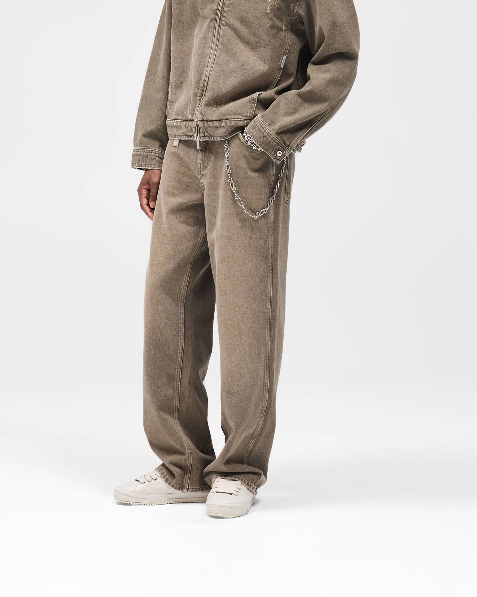 REPRESENT R3 DISTRESSED BAGGY DENIM - WASHED OLIVE