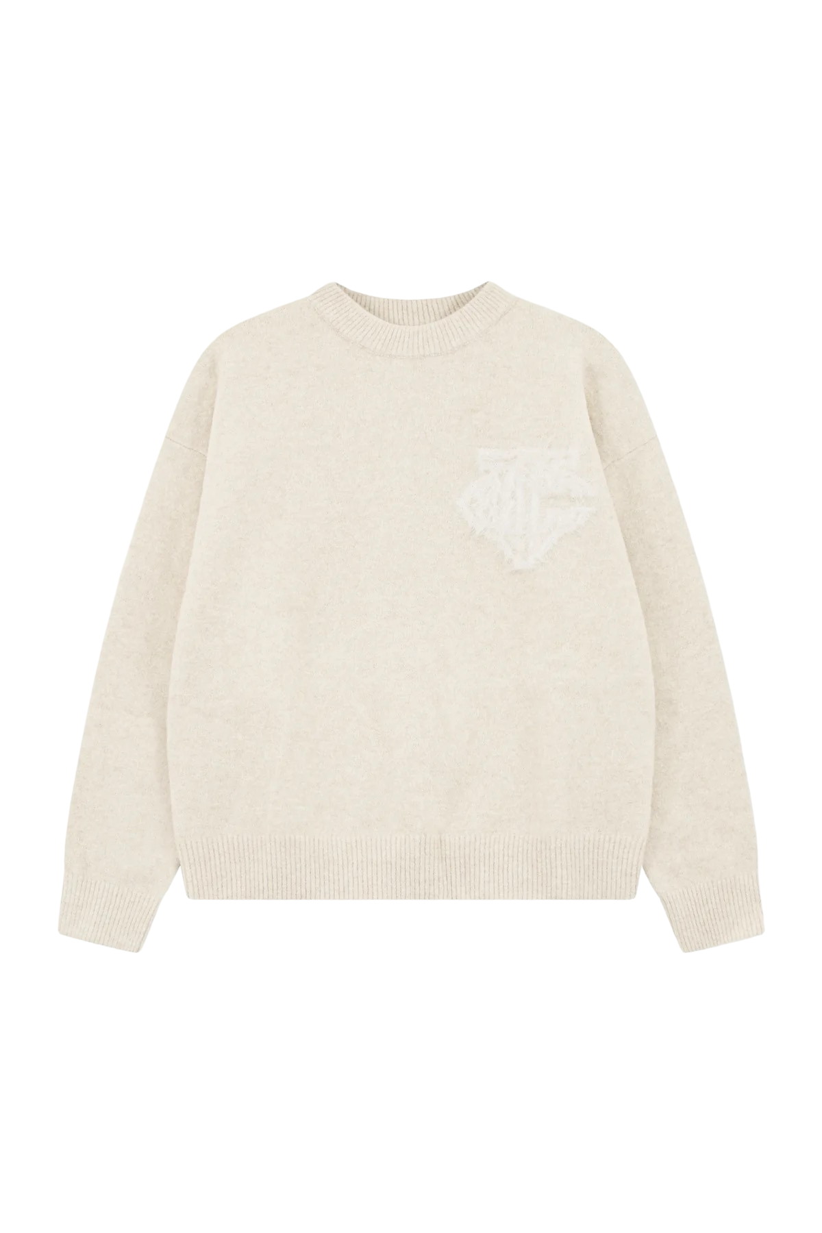 THE COUTURE CLUB MONOGRAM FLUFFY KNIT CREWNECK