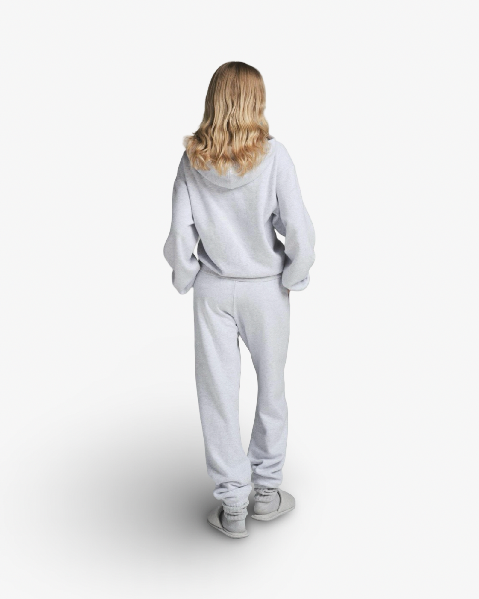 SKIMS COTTON FLEECE CLASSIC ZIP UP HOODIE - LIGHT HEATHER GREY