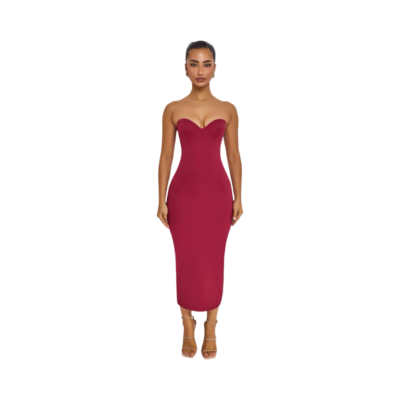 MARS THE LABEL RED SCULPT MAXI DRESS