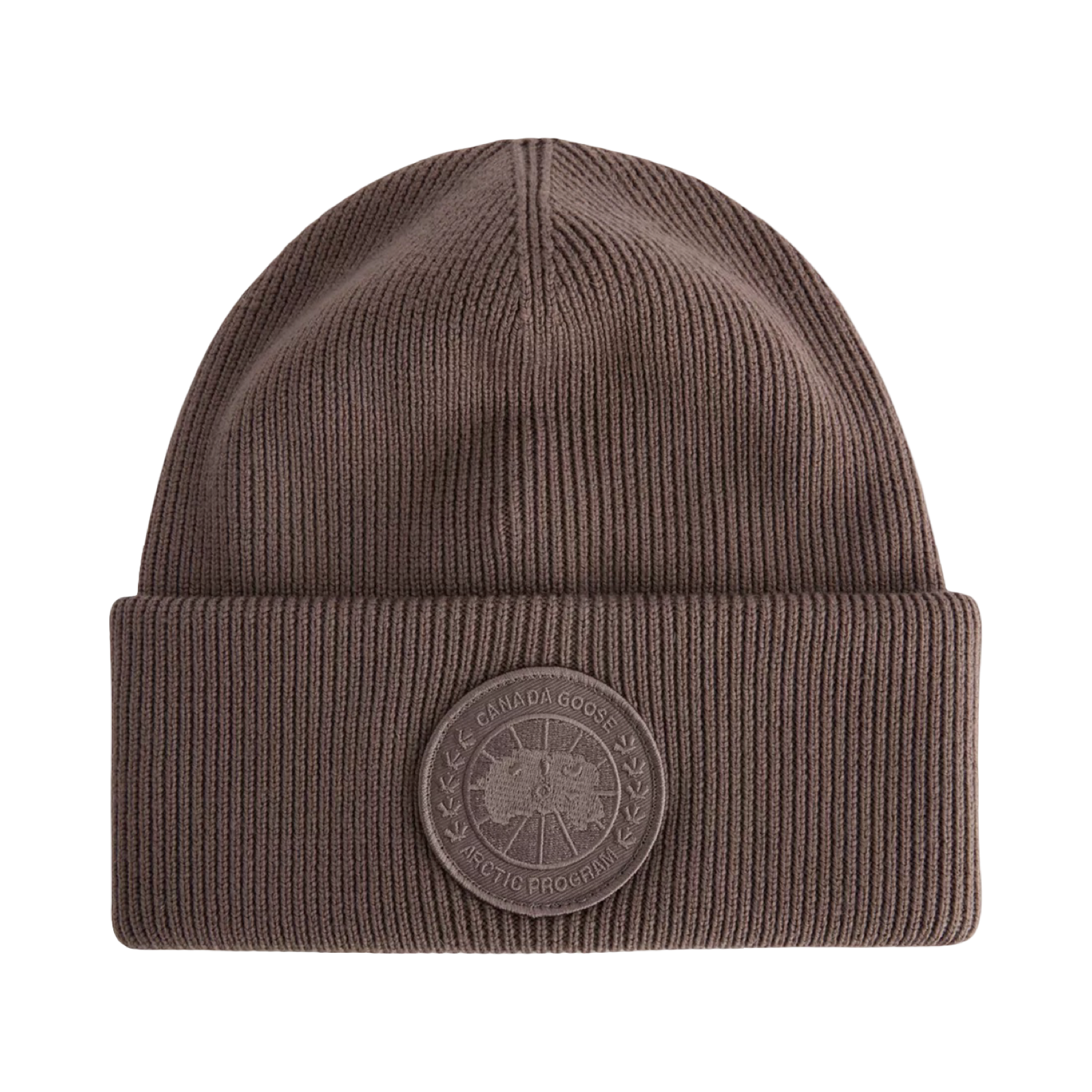 CANADA GOOSE ARCTIC TOQUE LOGO-PATCH WOOL BEANIE HAT BROWN