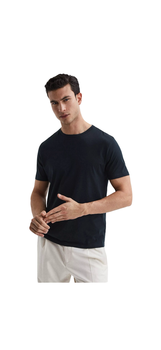 REISS BLESS COTTON CREW NECK T-SHIRT NAVY