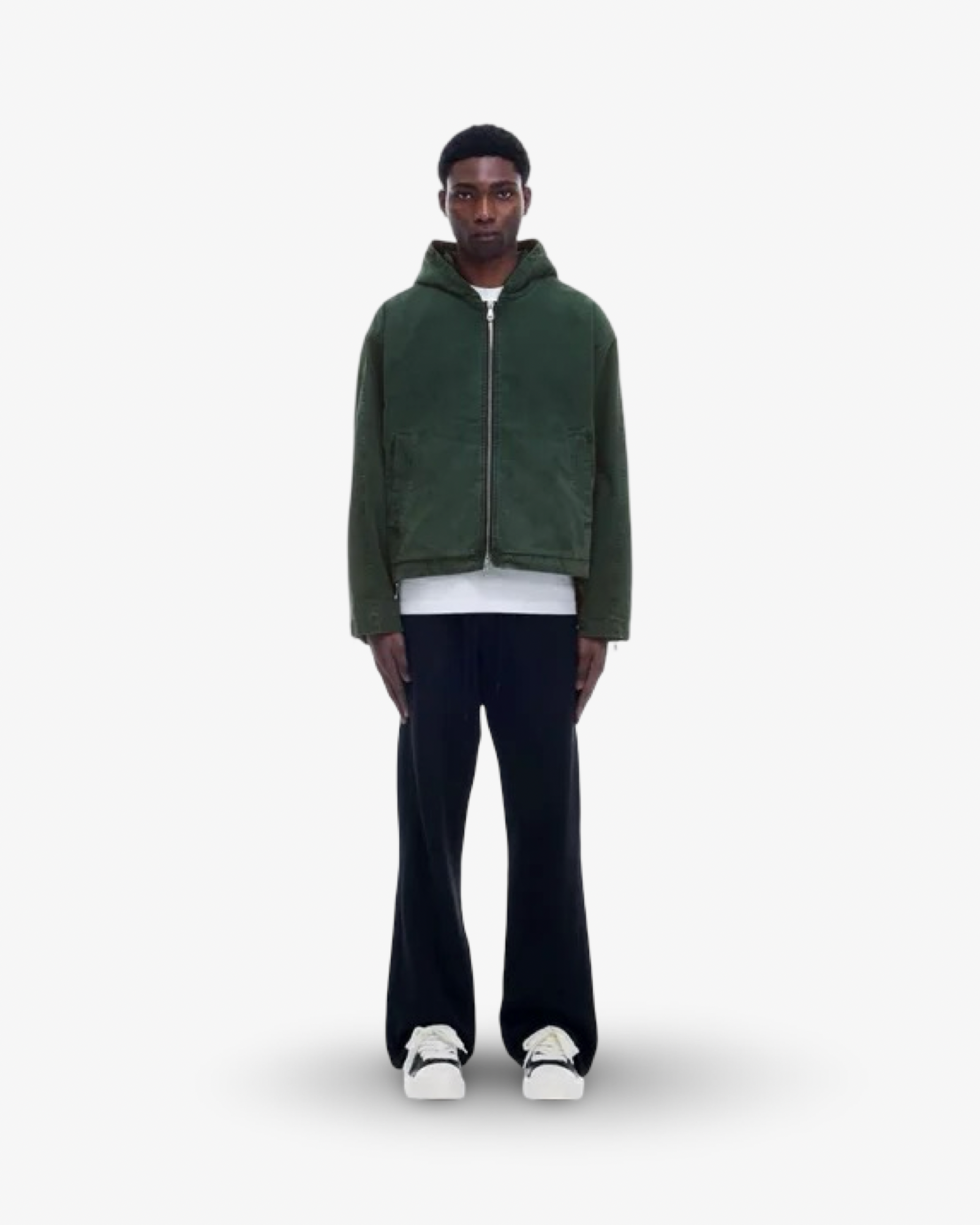COLE BUXTON CANVAS ZIP HOODIE - FOREST GREEN