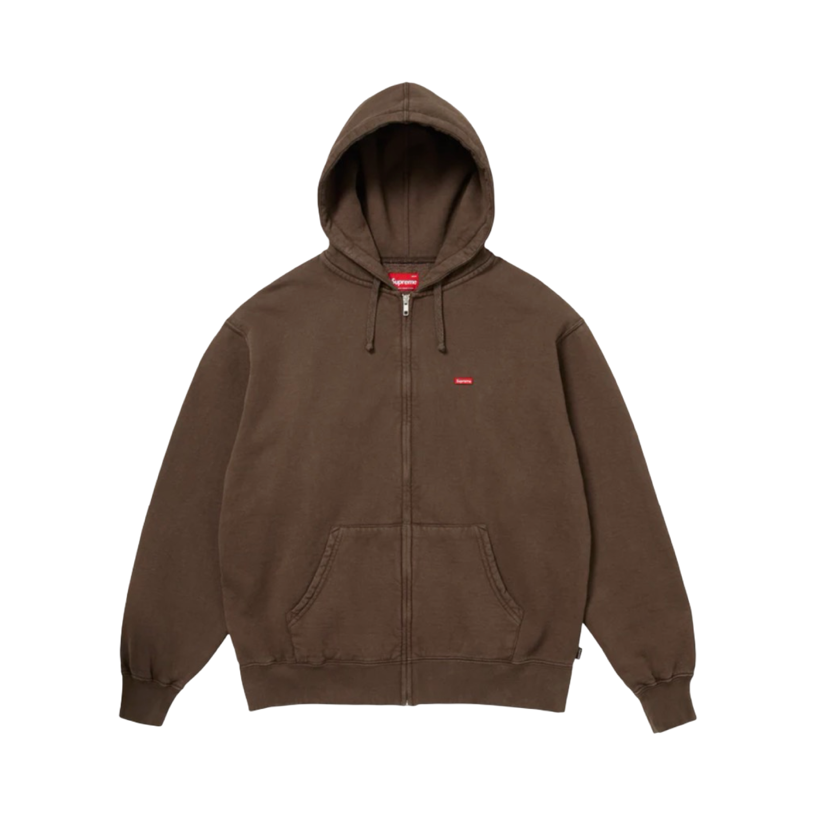 SUPREME SMALL BOX ZIP UP HOODED SWEATSHIRT - DARK BROWN