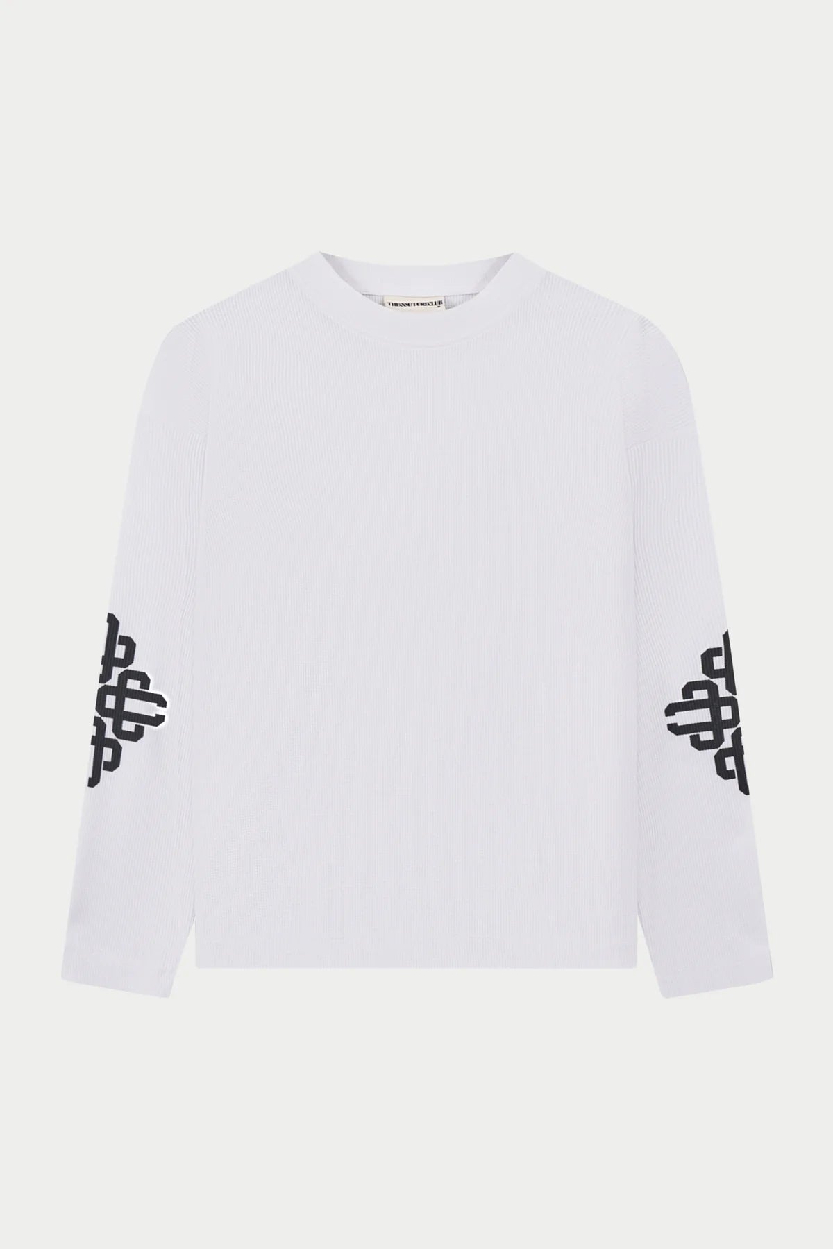 THE COUTURE CLUB EMBLEM WAFFLE LONG SLEEVE T-SHIRT - WHITE