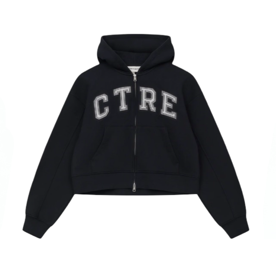 THE COUTURE CLUB CTRE APPLIQUE ZIP THROUGH HOODIE BLACK