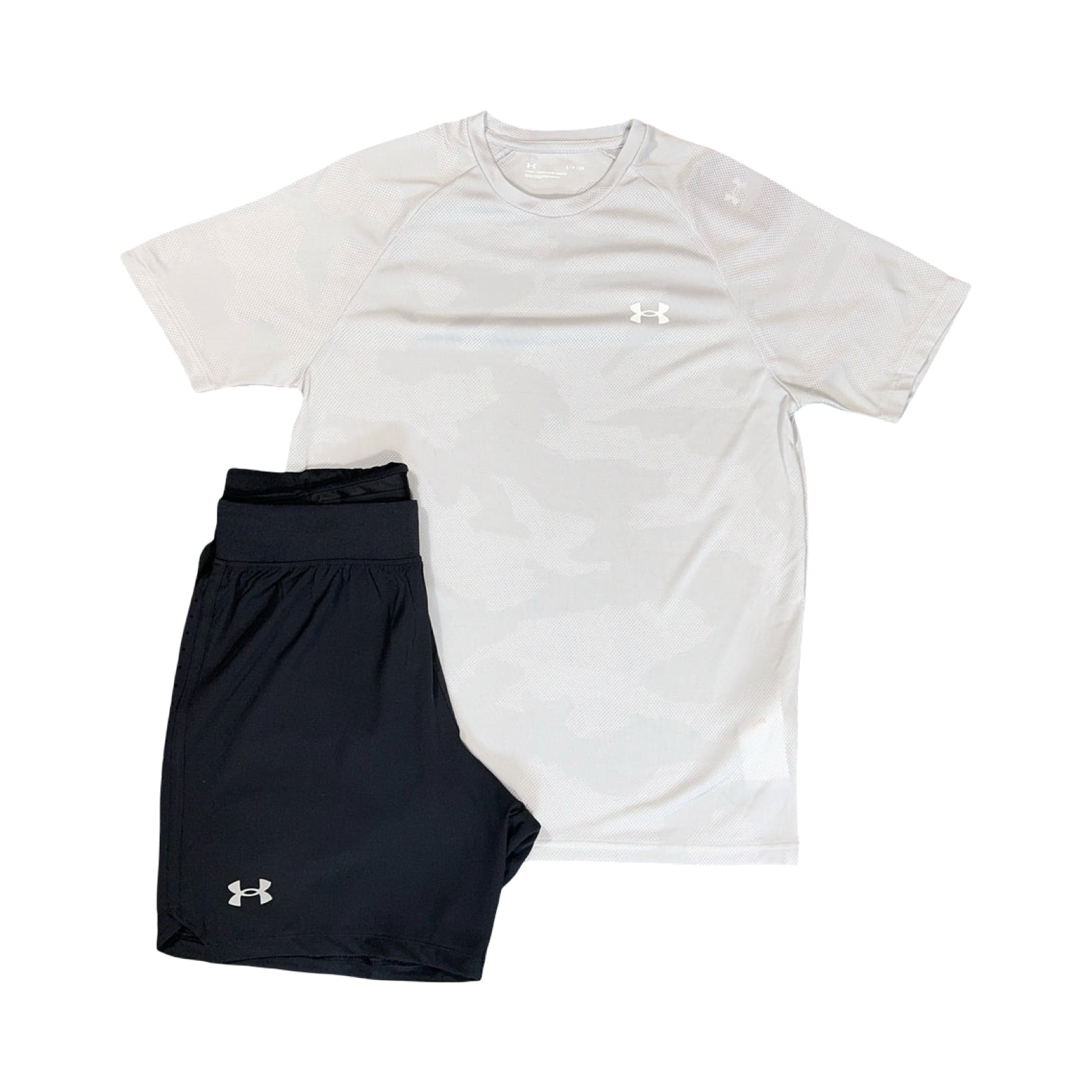 UNDER ARMOUR CAMOUFLAGE T-SHIRT/SHORTS SET GREY/BLACK