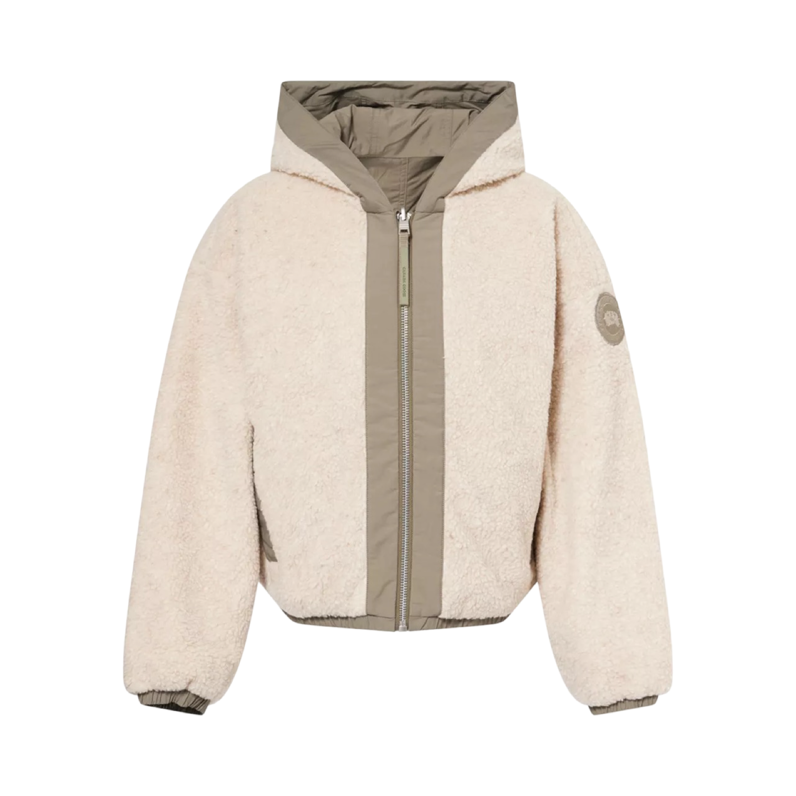 CANADA GOOSE ALBERNI REVERSIBLE FLEECE BOMBER JACKET LIGHT TAN