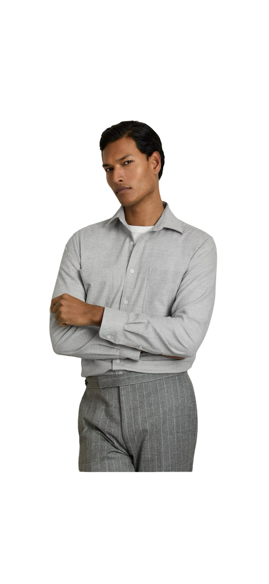 REISS CRAWFORD OVERSHIRT SOFT GREY MELANGE