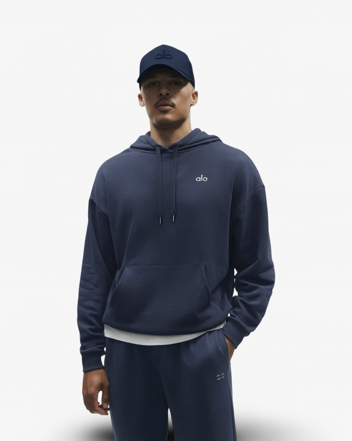 ALO ACCOLADE NAVY HOODIE & CUFFED JOGGER TRACKSUIT