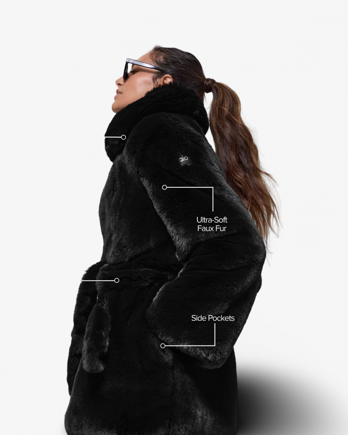 ALO FAUX FUR STARSTRUCK COAT IN BLACK