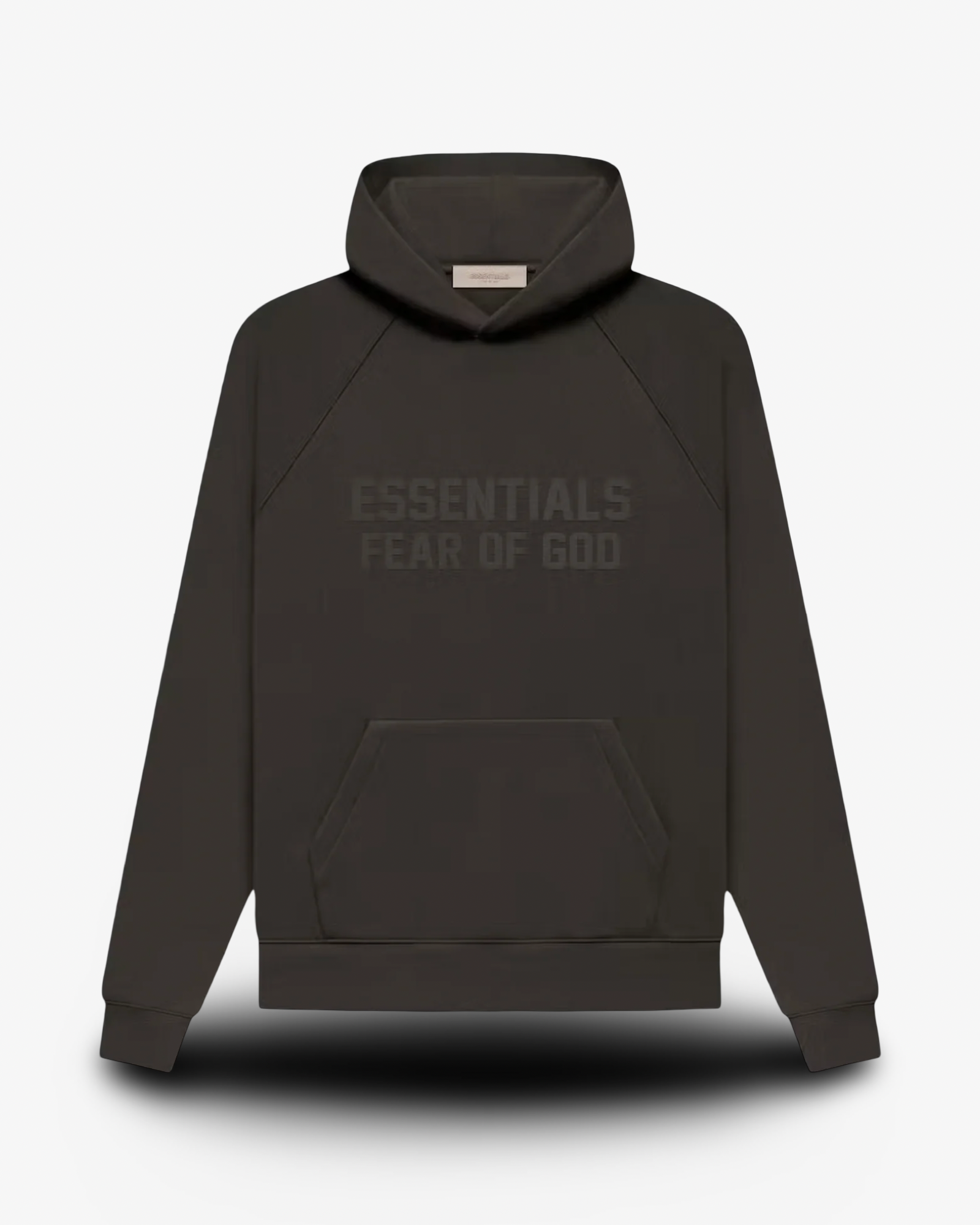 FEAR OF GOD ESSENTIALS FLOCKED HOODIE - OFF BLACK