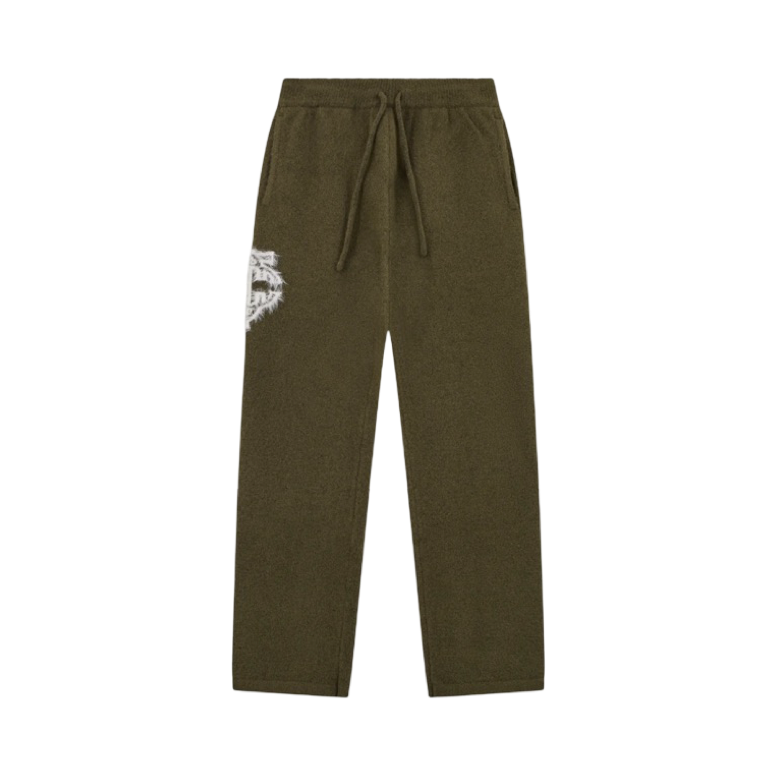 THE COUTURE CLUB MONOGRAM FLUFFY KNIT JOGGERS KHAKI