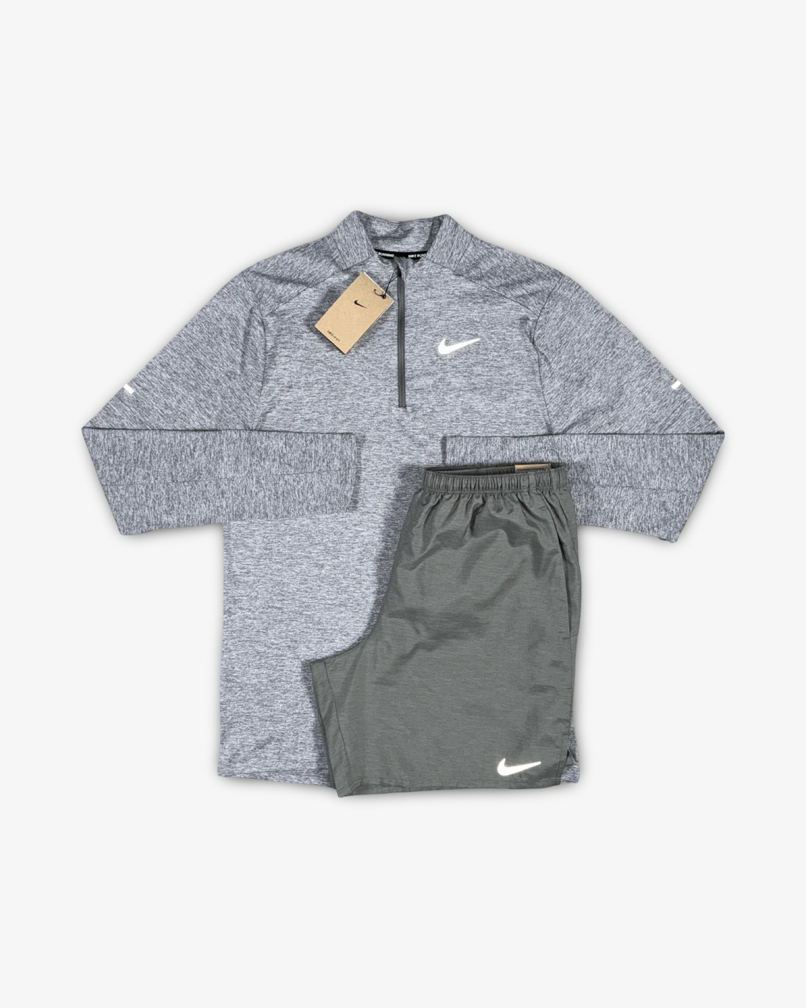 NIKE 1/4 ZIP SHORTS SET 'GREY'