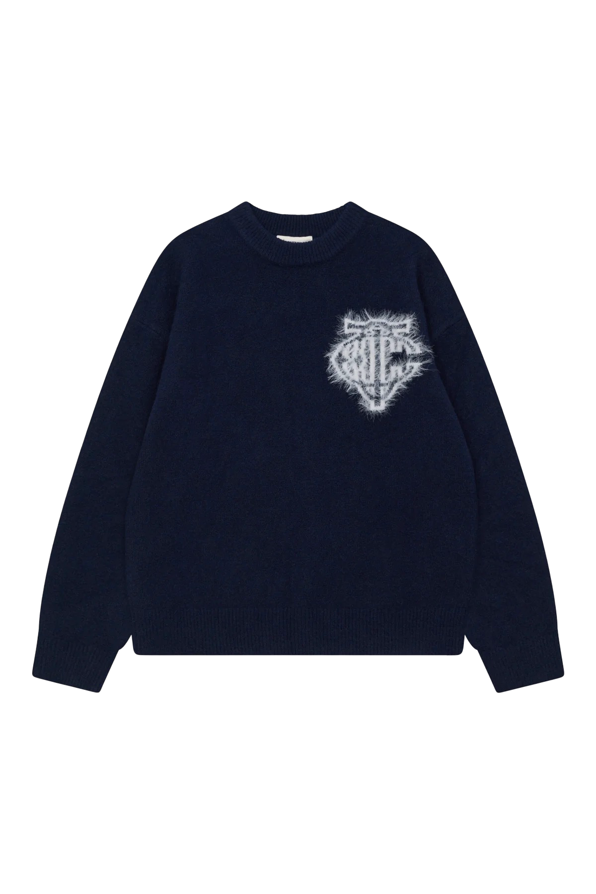 THE COUTURE CLUB MONOGRAM FLUFFY KNIT CREWNECK