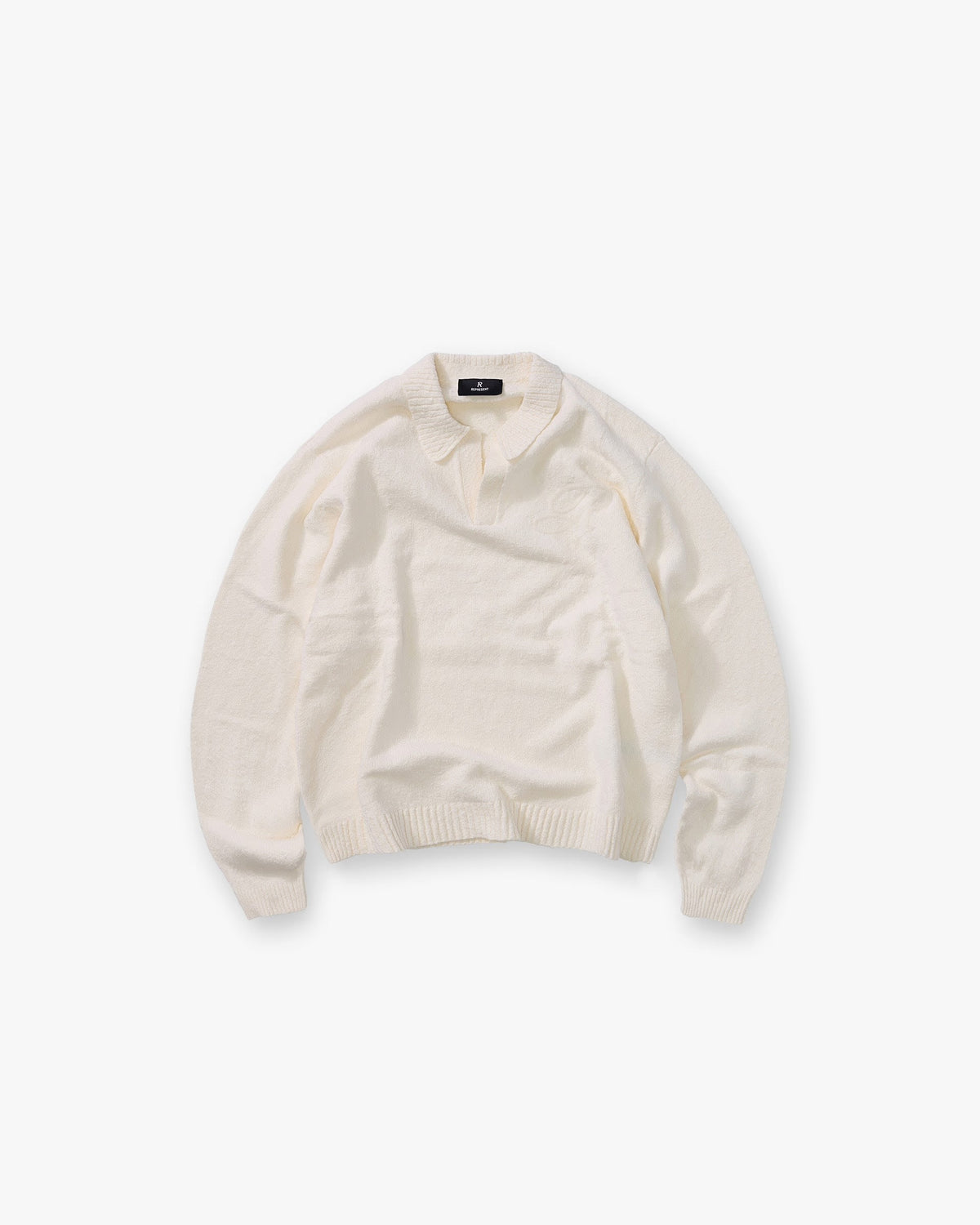REPRESENT KNITTED POLO AGED WHITE