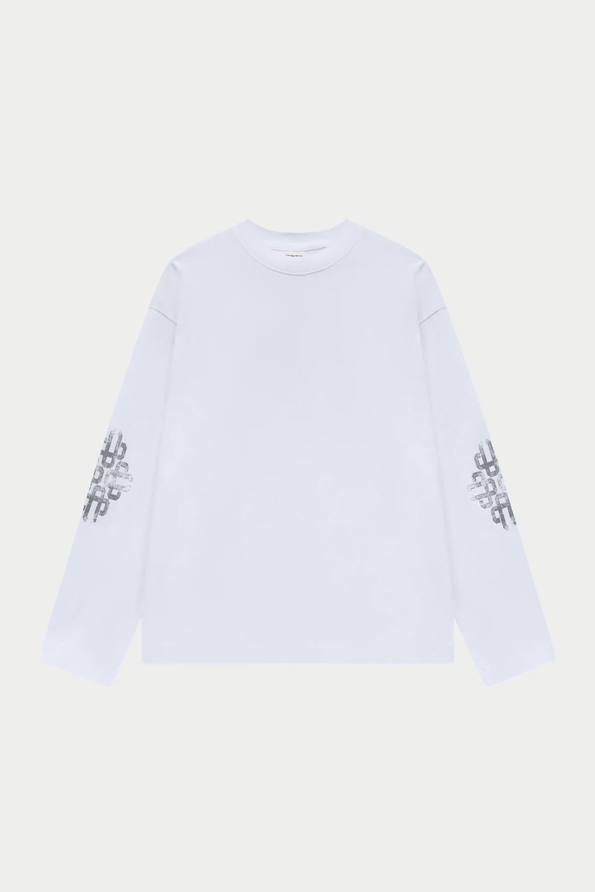 THE COUTURE CLUB WASHED EMBLEM PRINT LONG SLEEVE T-SHIRT - WHITE