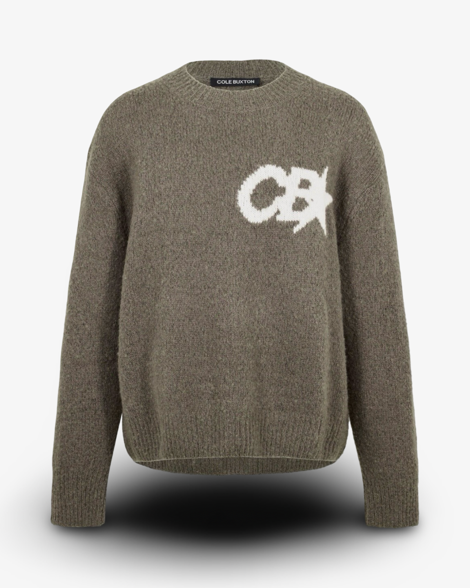 COLE BUXTON CB STAR KNIT JUMPER - KHAKI
