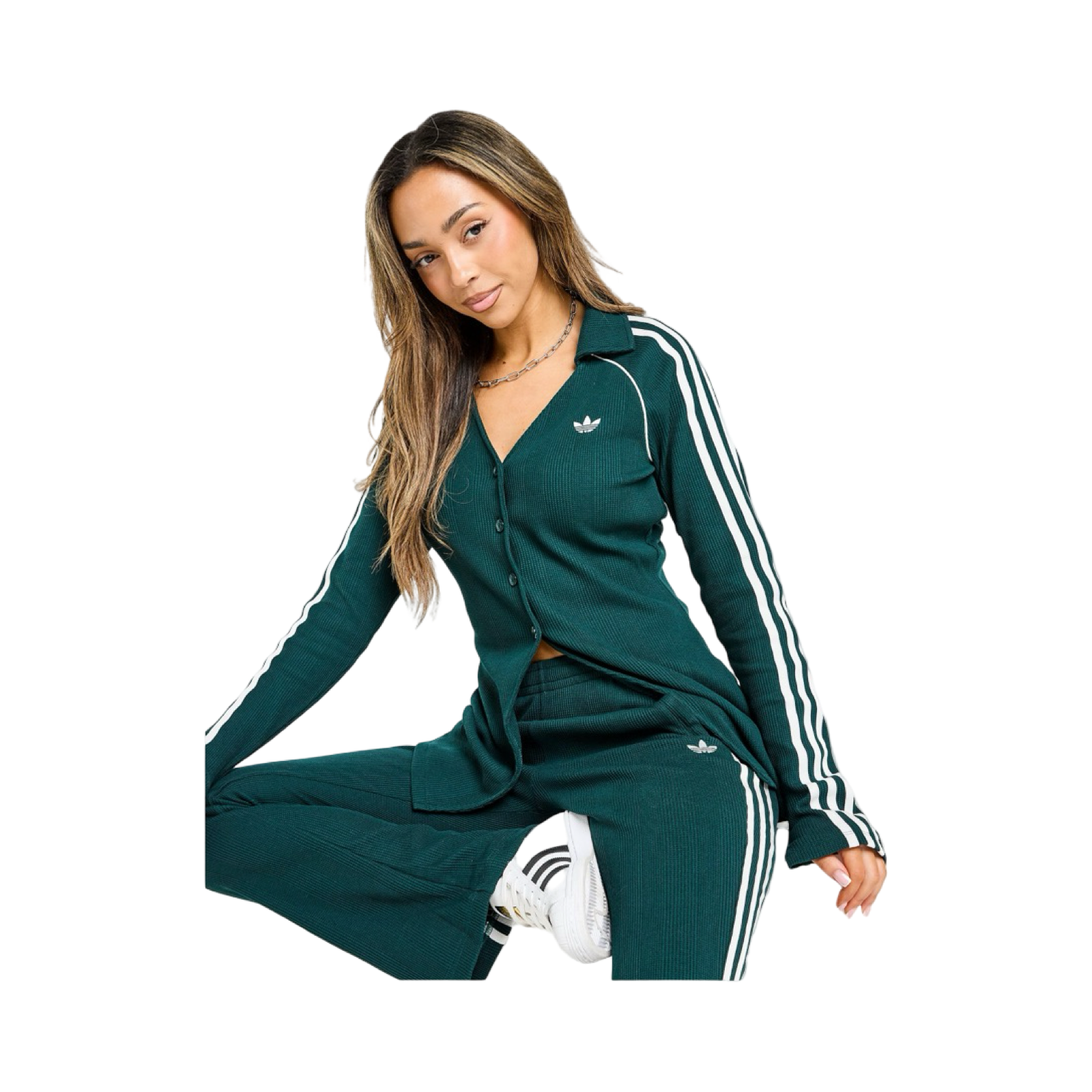 ADIDAS ORIGINALS WAFFLE BUTTON LONG SLEEVE TOP