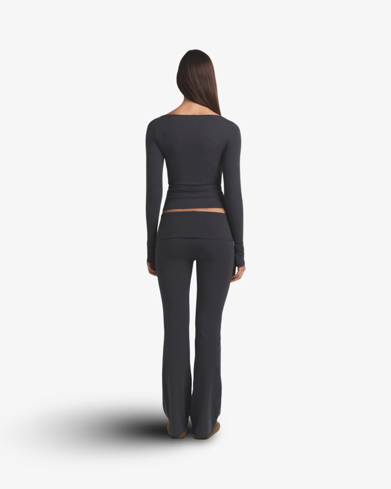SKIMS COTTON JERSEY FOLDOVER PANT - ASH