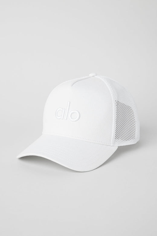 Alo District Trucker Hat - White/White