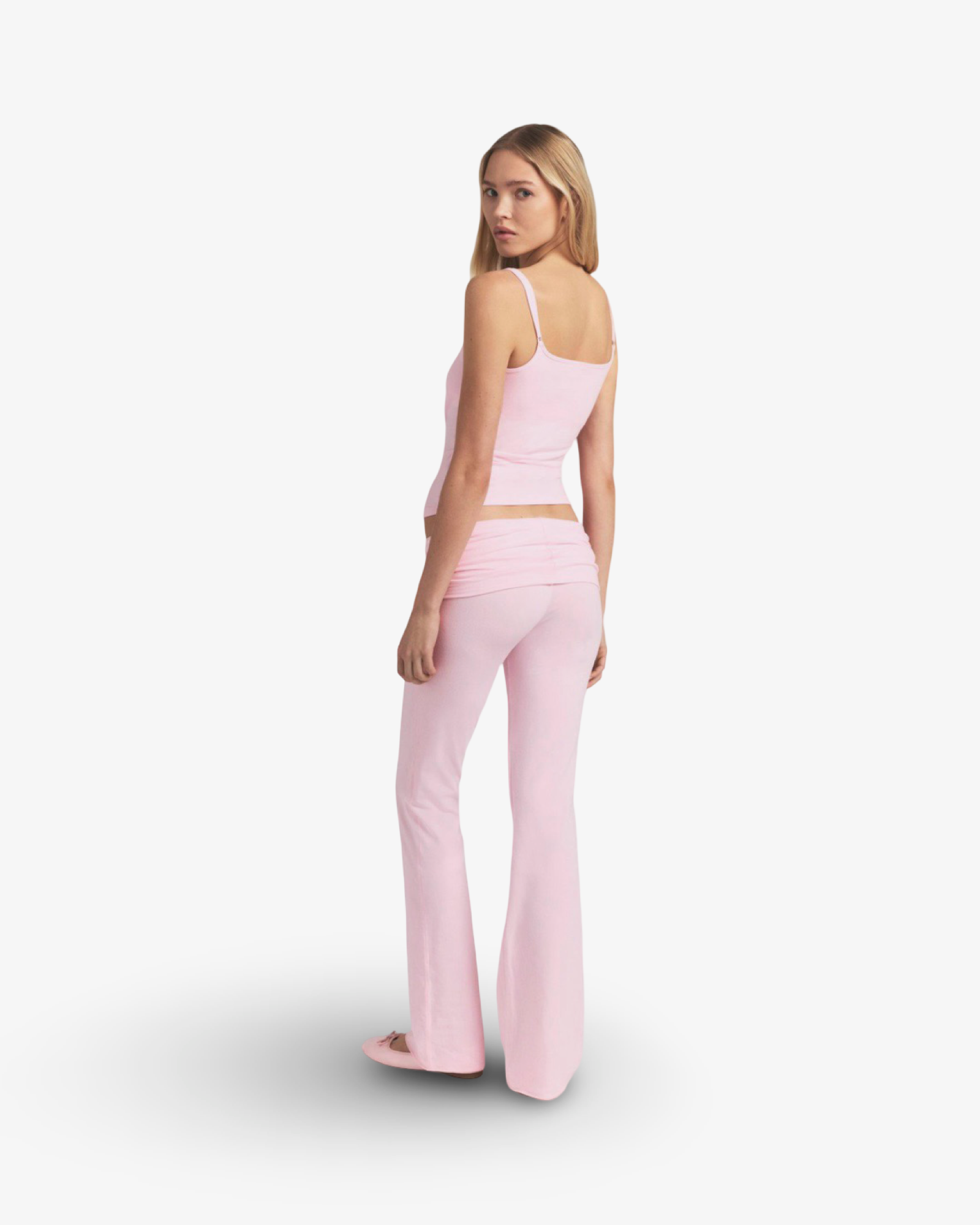 SKIMS COTTON JERSEY FOLDOVER PANT - PINK