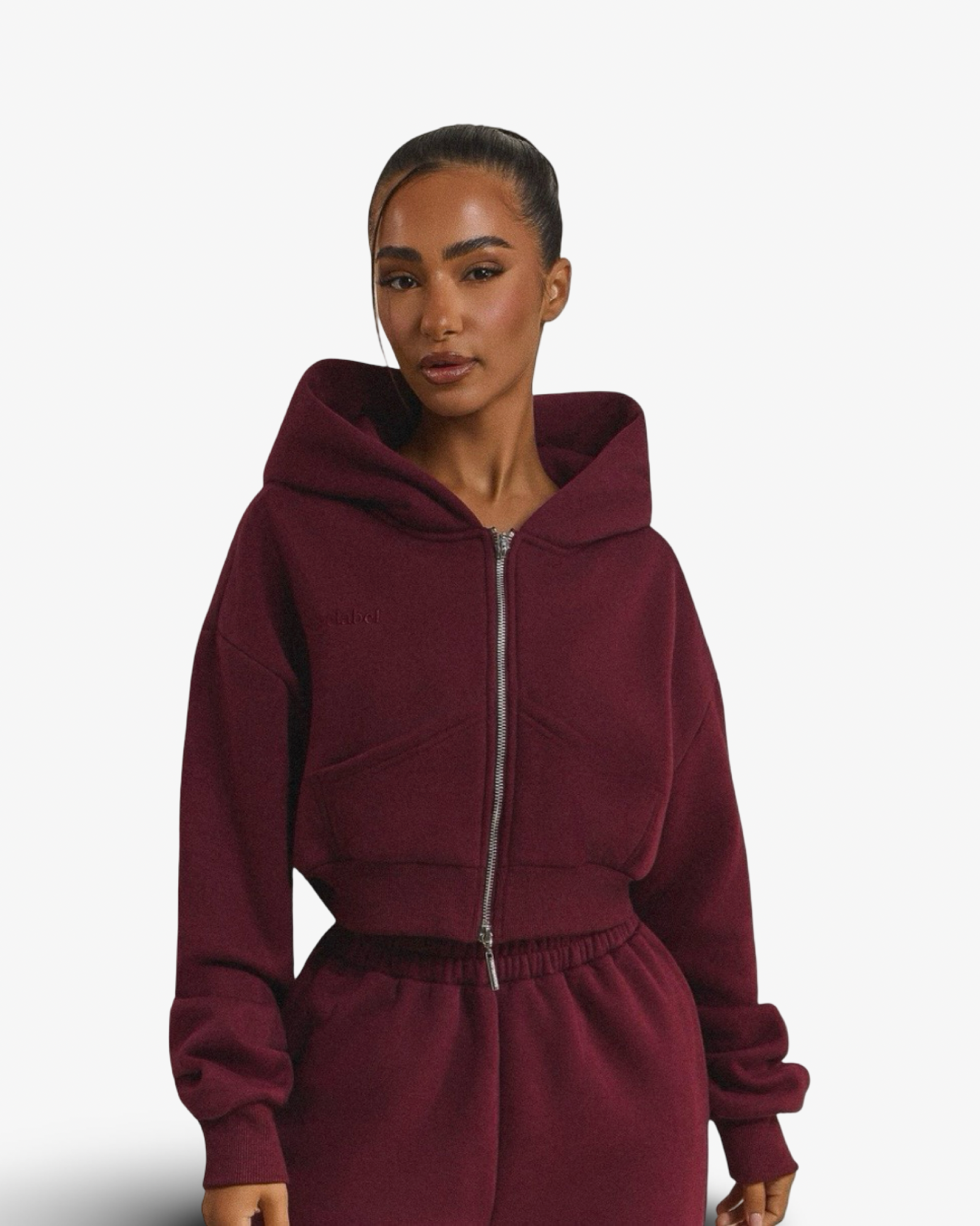 MARS THE LABEL CLASSIC CROPPED ZIP HOODIE - WINE